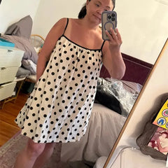 White Polka Dot Spaghetti Strap A-Line Mini Dress