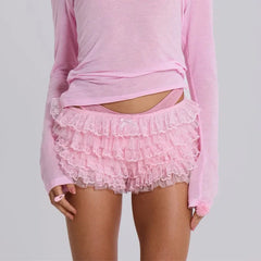 Lace Ruffle Shorts Layered Bloomers