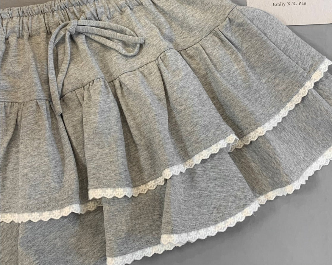 Frill Trim Drawstring Mini Skirt - Free From Label