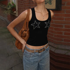 Crystal Star Ribbed Tank Top