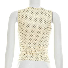 Polka Dot Sleeveless V-Neck Tank Top