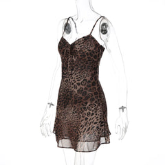Leopard Print Chiffon Mini Dress