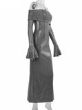 Sequin Long Sleeve Off-Shoulder Maxi Dress