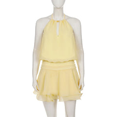 Yellow Backless Ruffle Mini Dress