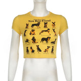 Yellow Animal Print Graphic T-Shirts