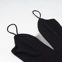 Black Patchwork Polka Dot Puff Hem Mini Dress