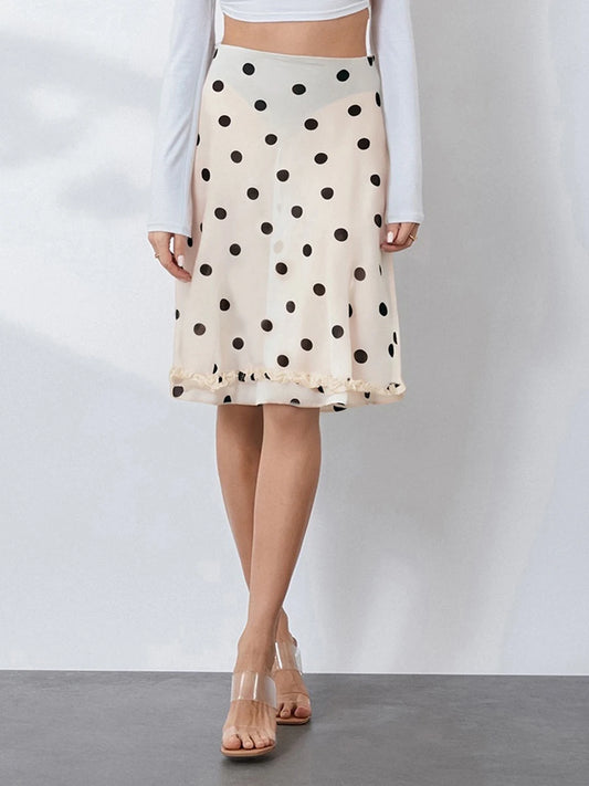 Sheer Low Rise Ruffled Hem Midi Skirt