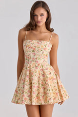 Spaghetti Strap Pleated Hem Mini A-line Dress