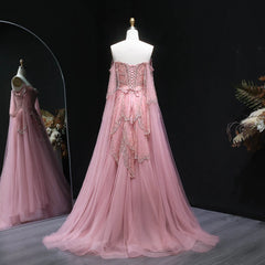 Off-Shoulder Tulle Sequin Flower Petal Embroidered Gown