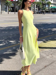 Ribbed Slit Sleeveless Midi Dress - Free From Label