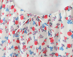 Floral Print Halter V-neck Sling Mini Dress