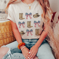 Coquette Bow 4th of July Western Graphic Tees