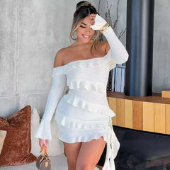 Ruffle Off Shoulder Short Dress