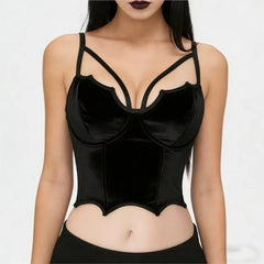 Black Velvet Spaghetti Strap Crop Top