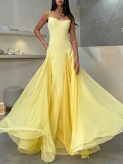 Yellow Flare Patchwork Long Dress