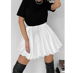 Puff Pleated High Waist Mini Skirt - Free From Label