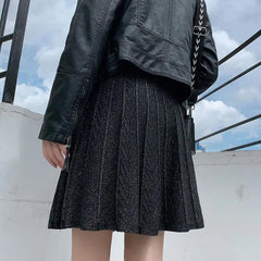 Cabel Knitted Design Pleated Mini Skirt Free From Label