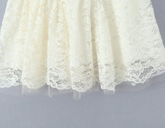 Lace Bow Lapel Collar Sleeveless Dress