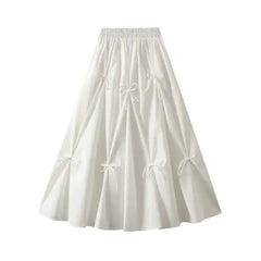 White skirt with bow details - bow, elastic waist