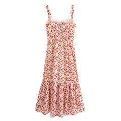 Cherry Print Strap Midi Dress - Free From Label