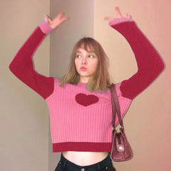 Heart Shape Long Sleeve Knitted Top - Free From Label