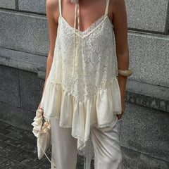 White Lace Frill Camisole Top