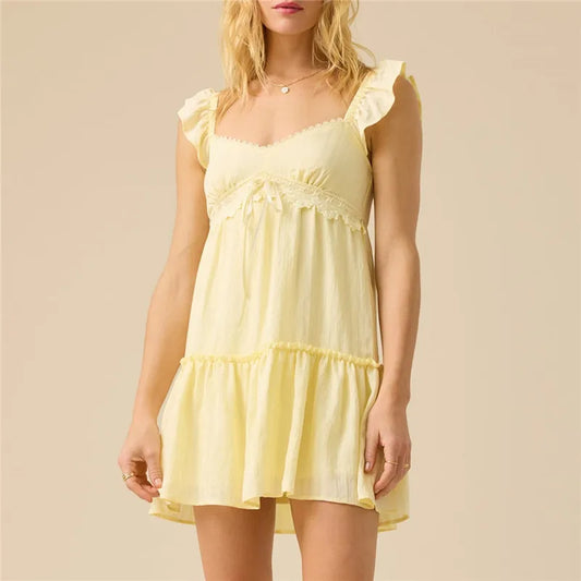 Ruffle Sleeve Babydoll Mini Dress