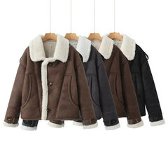 Suede Fur Coat Lapel Jacket