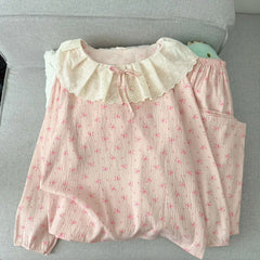 Frill Collar Long-Sleeve Pajama Set