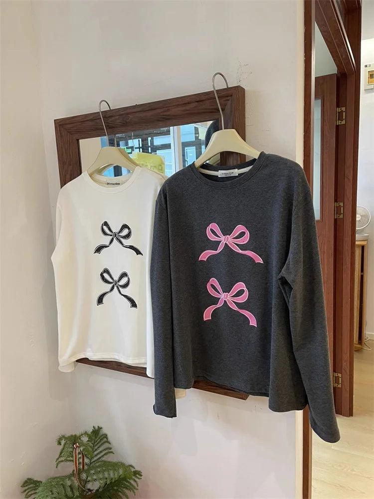 Long Sleeve Bow Sweatshirt Top - Free From Label