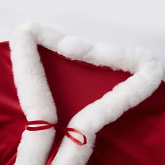Velvet Santa Fur Trim Tie Up Top And Long Pants Set