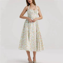 Floral Print Corset Midi Dress - Free From Label