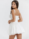 White Corset Lace Flare Mini Dress