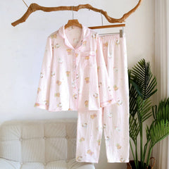 Cotton Pink Teddy Collard Pajama Set