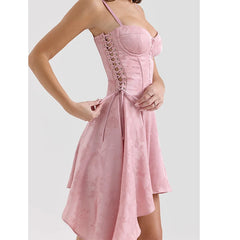 Bustier Side Strap Asymmetric Hem Sling Mini Dress