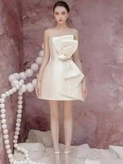 Bowknot Diamond Patchwork A-line Short Dress