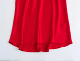 Red Satin Halter Backless Maxi Dress