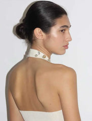 Halter Glitter Trim Top