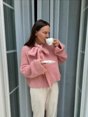 Pink Bow Knitted Sweater