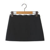 Splice Lace Low Waist A-line Package Hips Mini Short Skirts - Free From Label