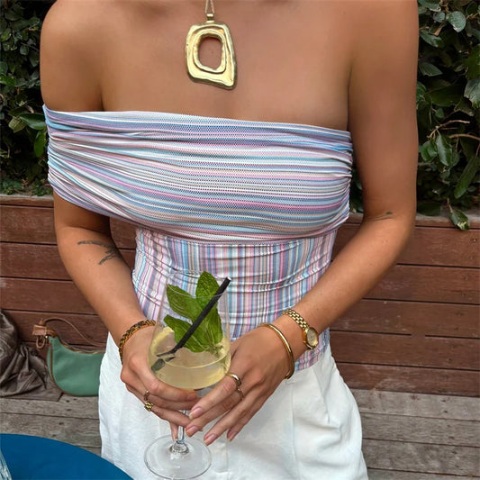Multicolor Striped Off-Shoulder Top
