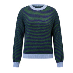 Striped Round Neck Mohair Sweater