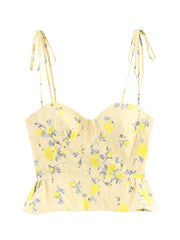 Yellow Tie Up Floral Print Top