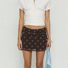Polka Dot Print Low Waist Mini Skirt