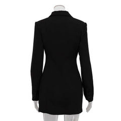 Black Lapel Long Sleeve Buttoned Mini Suit Dress