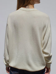 White Sports Car Print Knitted Pullover