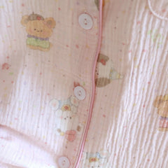 Cotton Pink Teddy Collard Pajama Set