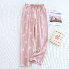 Cotton Heart Dotted Printed Drawstring Trousers