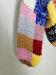 Knit Colourful Patchwork Pattern Cardigan