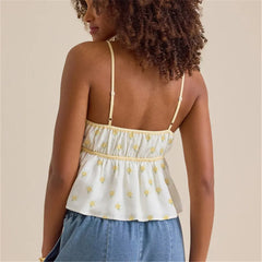 Floral Print Front Tie Peplum Crop Cami Top